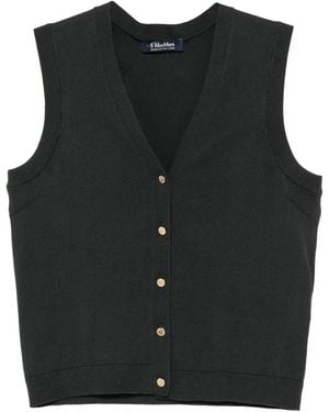 Max Mara V-Neck Button-Up Vest - Black