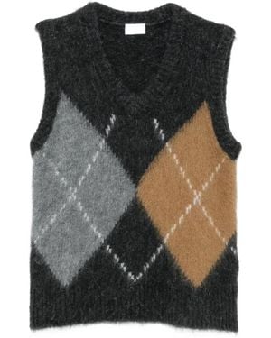 Filippa K Argyle-Knit V-Neck Vest - Black