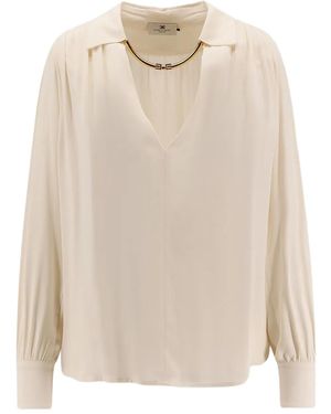 Elisabetta Franchi V-Necked Blouse - Natural