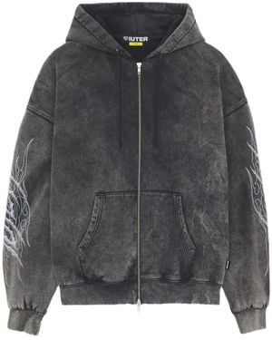 Iuter Marble-Effect Zip-Up Hoodie - Grey