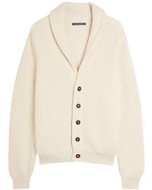 Begg x Co Button Ribbed Cardigan - White
