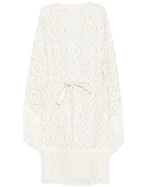 Sundress Fringed-Embellishment Midi Dress - White