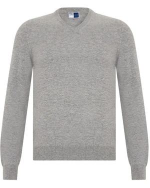 Fedeli V-Neck Cashmere Jumper - Grey