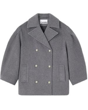 Ganni Cabanjacke Mit Ballonärmeln - Grau