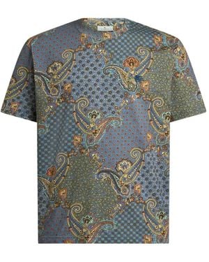 Etro T-Shirt En Jersey De Coton À Motif Paisley Et Cravate - Grey