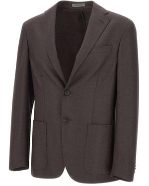 Corneliani Textured narrow-lapels blazer - Schwarz