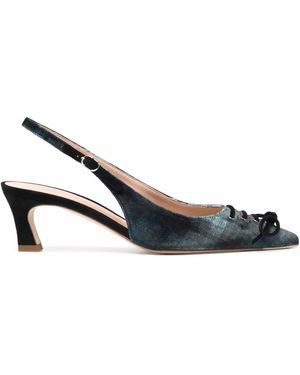 SCAROSSO Livv Velvet Tartan 55Mm Pumps - Blue