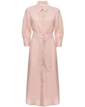 Marella Rhinestone-Embellished Linen Midi Dress - Pink