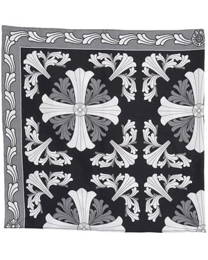 Chrome Hearts Floral Cross Silk Scarf - Black