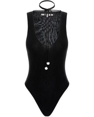 MANURI Tie-Detail Bodysuit - Black