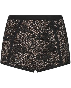 Elisabetta Franchi Lace-Pattern Logo-Detail Shorts - Black
