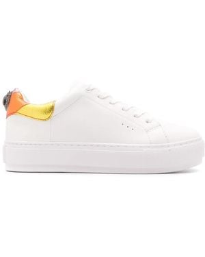 Kurt Geiger Laney Metallic-stripe Leather Trainers - White
