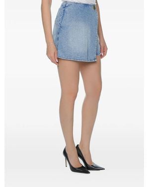 ARMANI EXCHANGE Wrap-Front Denim Shorts - Blue