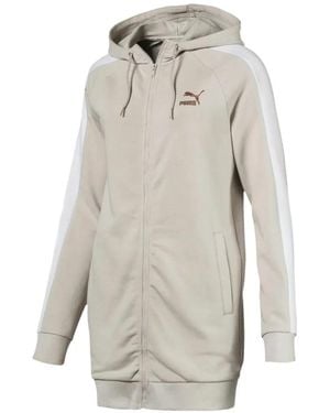 PUMA Kiss Artica T7 Zip-Up Striped-Sleeve Hoodie - Gray