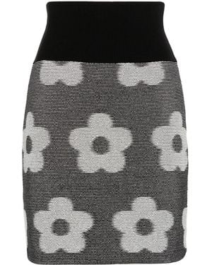 KENZO Jacquard Flower-Motif Skirt - Black