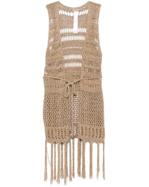 Twinset Open-Knit Gilet - Natural