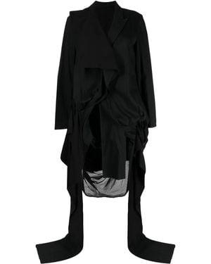 Yohji Yamamoto Asymmetric-Design Peak-Lapels Blazer - Black
