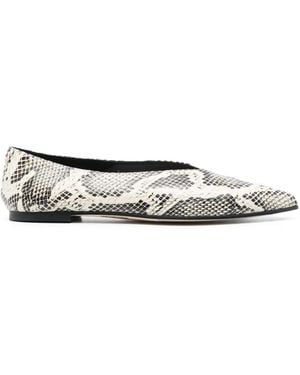 Aeyde Moa Snake Print Goat Leather Creamy Shoes - White