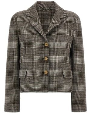 Ermanno Scervino Single-Breasted Cropped Wool Blazer - Grey