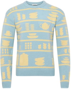 JW Anderson Patterned Crew-Neck Jumper - Blue