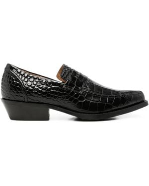 Our Legacy Cypher Croc-Effect Leather Loafers - Black