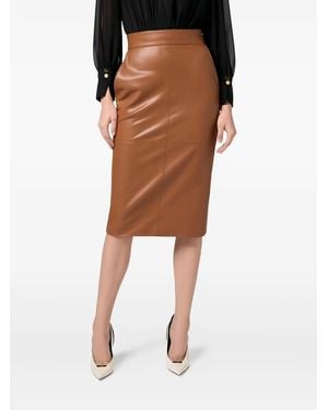 Elisabetta Franchi Jewel Clasps Pencil Skirt - Brown