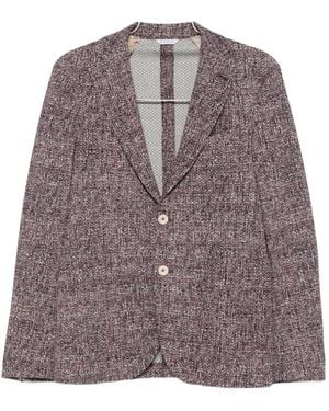 Manuel Ritz Textured Single-Breasted Cotton Blazer - Brown
