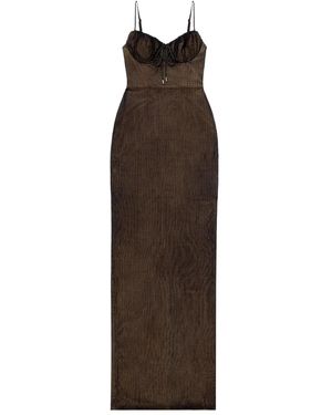 Area Hotfix-Embellishment Maxi Dress - Brown