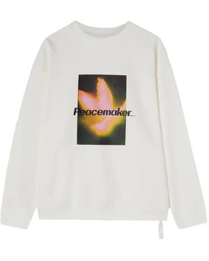 Oamc Peacemaker Bird-Print Crew-Neck Sweatshirt - White