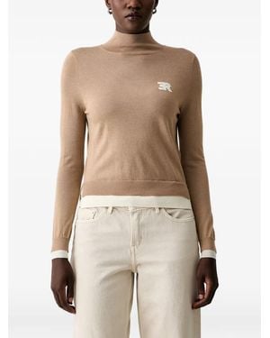 ERMANNO FIRENZE Logo-Patch Sweater - Natural