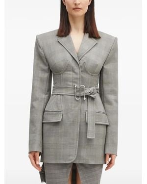 Sportmax Giacca A Quadri Con Cintura - Grigio