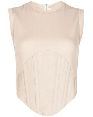 Dion Lee Fine-Ribbed Corset Tank Top - Natural