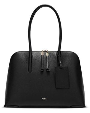 Furla L Atmosfera Dome Leather Shoulder Bag - Black