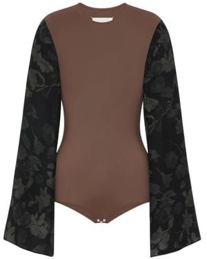 Maison Margiela Haut À Manches À Fleurs - Brown