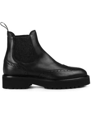 Doucal's Brogue-Detail Ankle Boots - Black