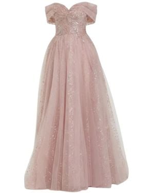Mac Duggal Robe Longue À Broderies En Tulle - Pink