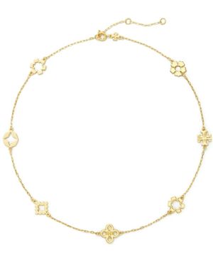 Tory Burch 18k Plated Kira Clover Necklace - Natural