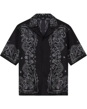Amiri Bandana Paint Oversized Bowling Shirt - Black