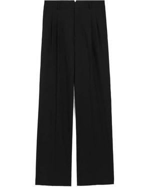 Ami Paris Low Waist Broek Met Wijde Pijpen - Zwart