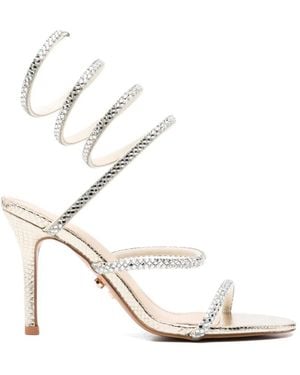Twentyfourhaitch Zeja Embellished Spiral-Bound Sandals - White