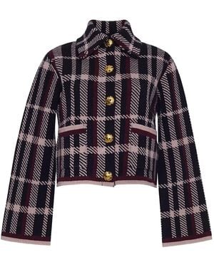 Cara Cara Delilah Plaid-Check Cardigan - Blue