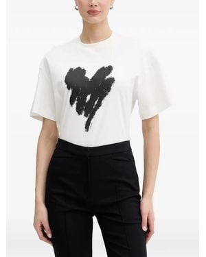 La Mania Sander Heart-Print Short-Sleeve T-Shirt - White