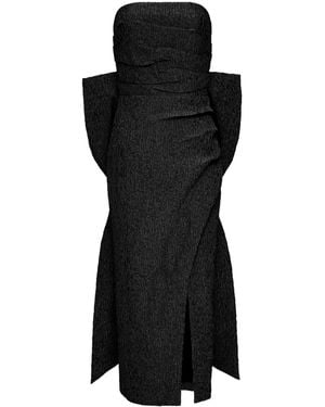 Rebecca Vallance Helene Oversize-Bow Strapless Midi Dress - Black