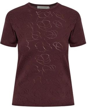 By Malene Birger Brit Pointelle-Knit T-Shirt - Purple