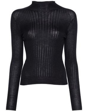 Peserico Ribbed Mock-Neck Top - Blue