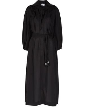 Lisa Marie Fernandez Tie-Detail Collared Midi Dress - Black