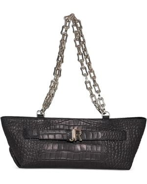 John Richmond Croc-Effect Shoulder Bag - Black