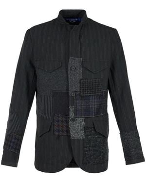 Junya Watanabe Patchwork Pinstripe Jacket - Blue