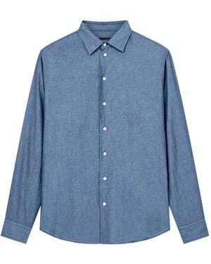 Emporio Armani Long-Sleeve Cotton Shirt - Blue