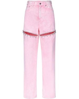 Area Crystal Slit Jean - Pink